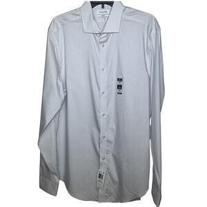Calvin Klein Steel Men's Slim-Fit Stretch Dress Shirt, blue multi 16.5 34-35 $85